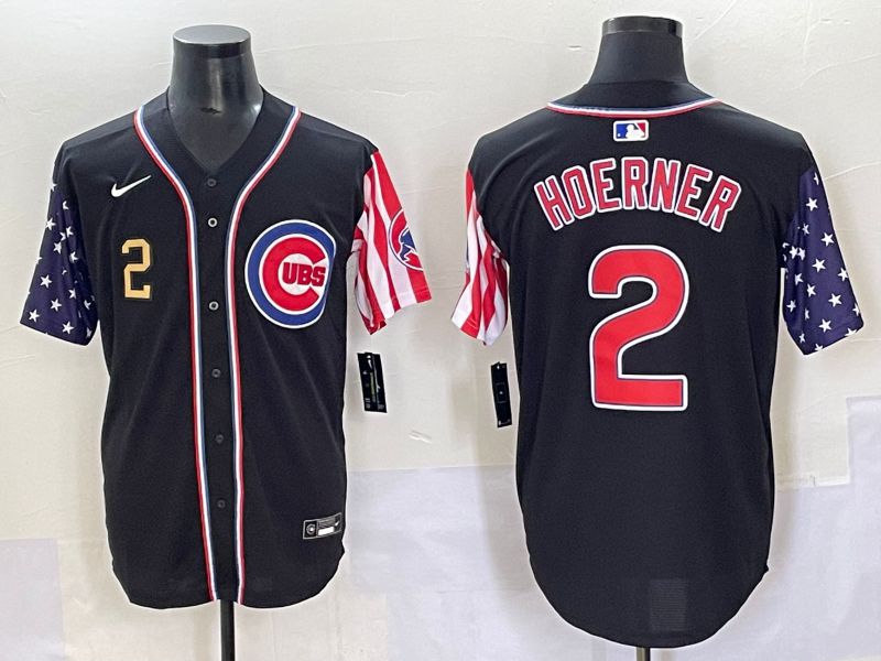 Men 2025 Chicago Cubs #2 Hoerner Black a generation of national flags Joint Name Nike MLB Jersey style 3->chicago cubs->MLB Jersey